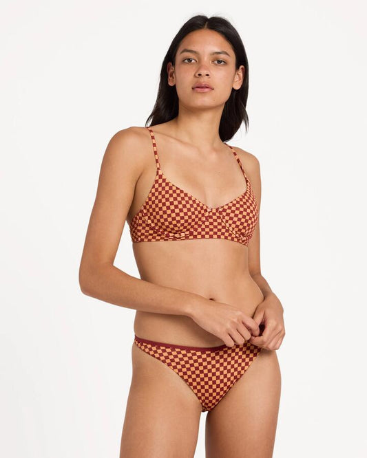 Image of Swimwear. Productname: RVCA - Womens Reverberation 90S Longline Bikini Top - Ochre - in Ochre colour by brand - RVCA