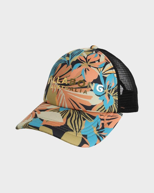 Image of Hats. Productname: Billabong Womens Des Tropiques Trucker Cap Black Tropical - in Black Tropical colour by brand - Billabong