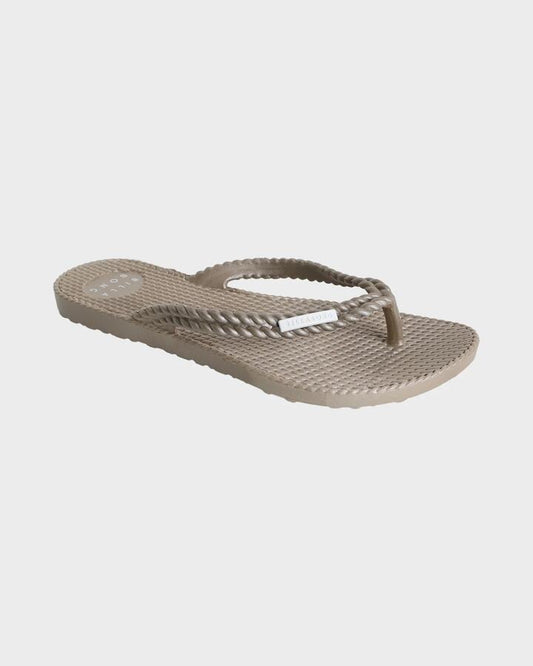 Image of Sandals. Product name - Billabong Womens Kick Back Metallic Thongs Cobblestone in Cobblestone colour by brand - Billabong