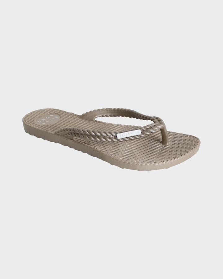 Image of Sandals. Product name - Billabong Womens Kick Back Metallic Thongs Cobblestone in Cobblestone colour by brand - Billabong