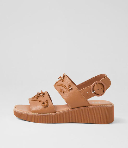 Image of Sandals. Productname: Tallulah Dark Tan Leather Sandals in DK TAN-TAN SOLE colour by brand - MIDAS