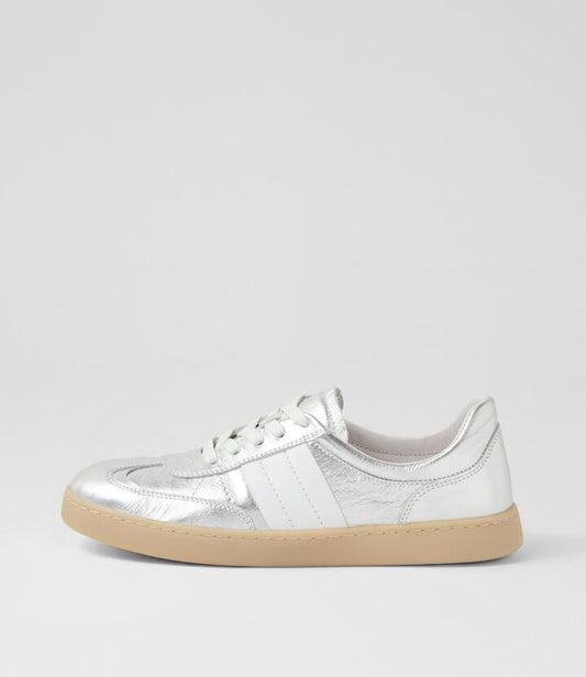 Image of Sneakers. Productname: Harvey Silver White Leather Sneakers in SILVER-WHITE colour by brand - MIDAS