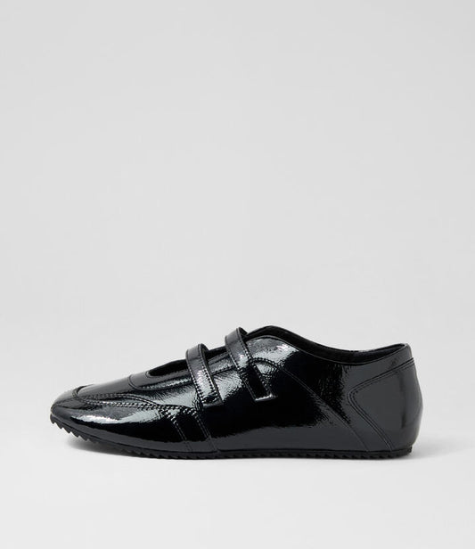 Image of Footwear. Productname: Lisarella Black Patent Leather Flat Shoes in BLACK colour by brand - MOLLINI