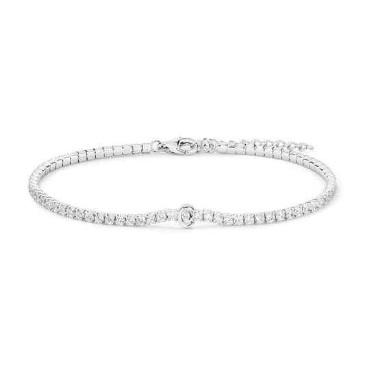 Image of Bracelets. Productname: 20cm Initial C Cubic Zirconia Tennis Bracelet in Sterling Silver in Silver colour by brand - Bevilles