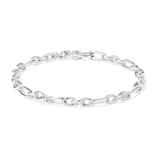 Image of Bracelets. Productname: 19cm Flat Oval Figaro Bracelet in Sterling Silver in Silver colour by brand - Bevilles