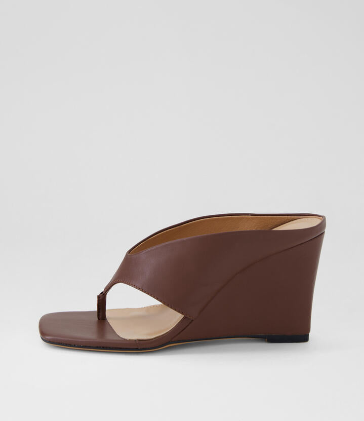 Image of Sandals. Productname: Alssa Dark Brown Leather Sandals in Dk Brown colour by brand - MOLLINI