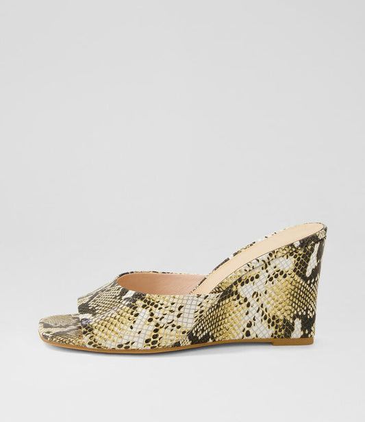 Image of Sandals. Productname: Anarbel Lemon Snake Leather Sandals in LEMON colour by brand - MOLLINI