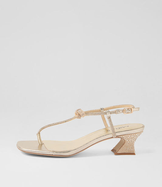 Image of Sandals. Productname: Vitali Pale Gold Fabric Sandals in PALE GOLD colour by brand - MIDAS