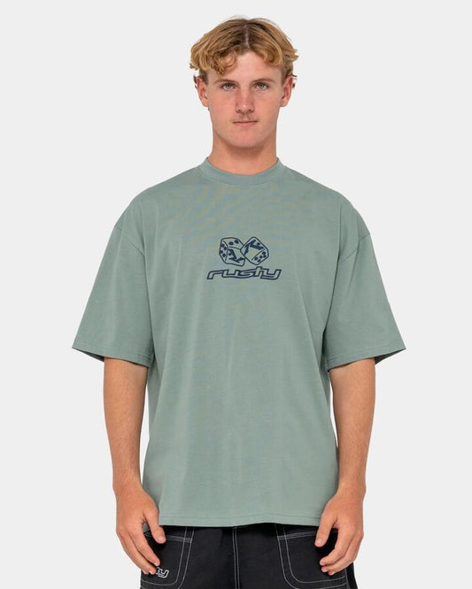 Image of T-Shirts. Productname: rusty Mens Double Or Nothin T-Shirt Slate - in Slate colour by brand - Rusty