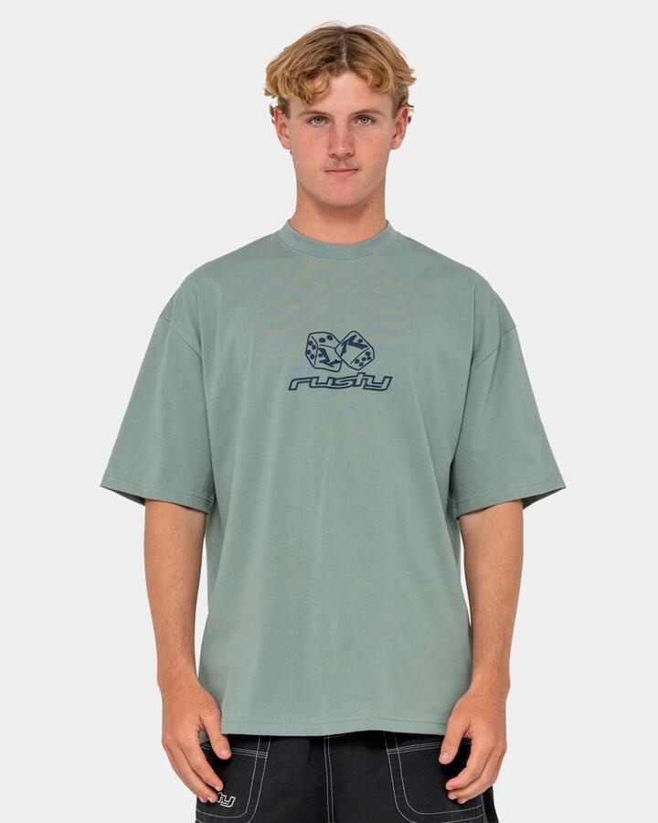 Image of T-Shirts. Product name - Rusty Mens Double Or Nothin T-Shirt Slate in Slate colour by brand - Rusty