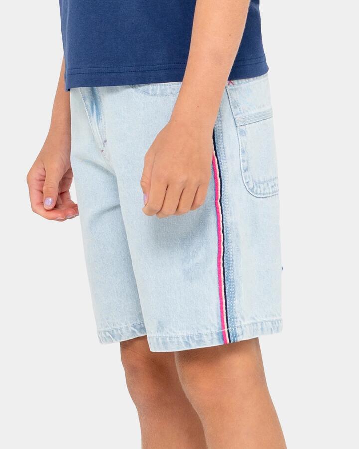 Image of a model wearing Shorts. Product name - Rusty Girls 8-14 Flip Girl Low Rise Denim Shorts Sky Blue in Sky Blue colour by brand - Rusty