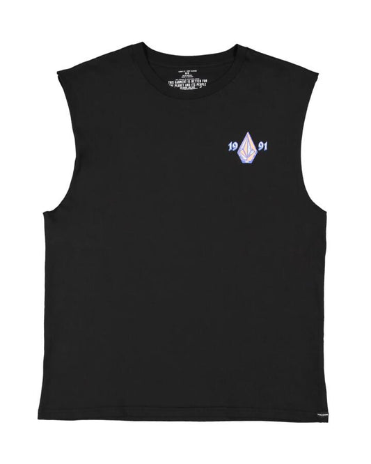 Image of a model wearing Tops. Productname: Volcom Boys 8-16 Countertop Muscle Black - in Black colour by brand - Volcom