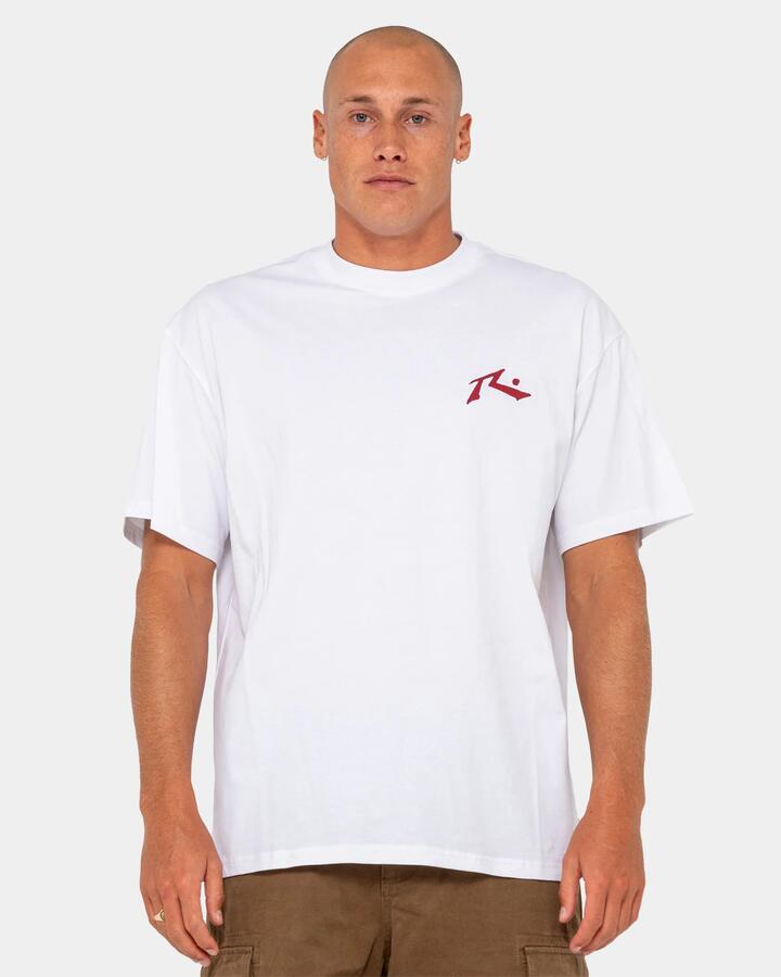 Image of T-Shirts. Product name - Rusty Mens Competition T-Shirt White/Red in White/Red colour by brand - Rusty