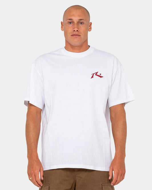 Image of T-Shirts. Product name - Rusty Mens Competition T-Shirt White/Red in White/Red colour by brand - Rusty