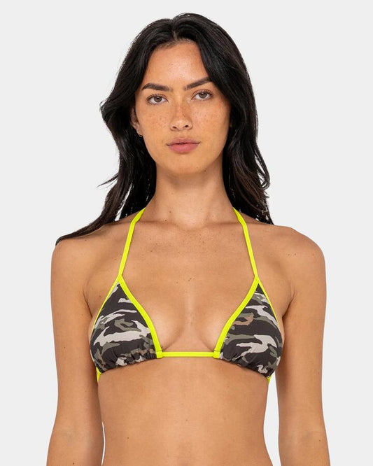 Image of Swimwear. Product name - Rusty Womens Tank Girl Multiway Bikini Top Camo in Camo colour by brand - Rusty