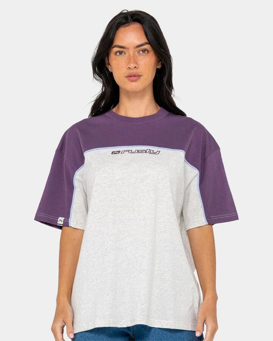 Image of T-Shirts. Product name - Rusty Womens Polar Ops Oversized T-Shirt Ice Marle in Ice Marle colour by brand - Rusty