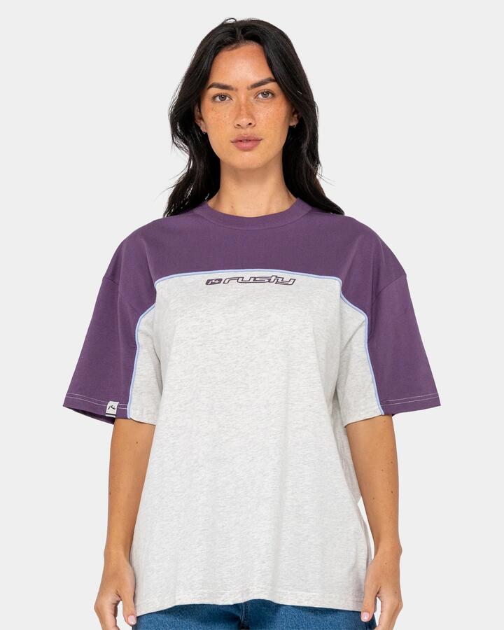 Image of T-Shirts. Product name - Rusty Womens Polar Ops Oversized T-Shirt Ice Marle in Ice Marle colour by brand - Rusty