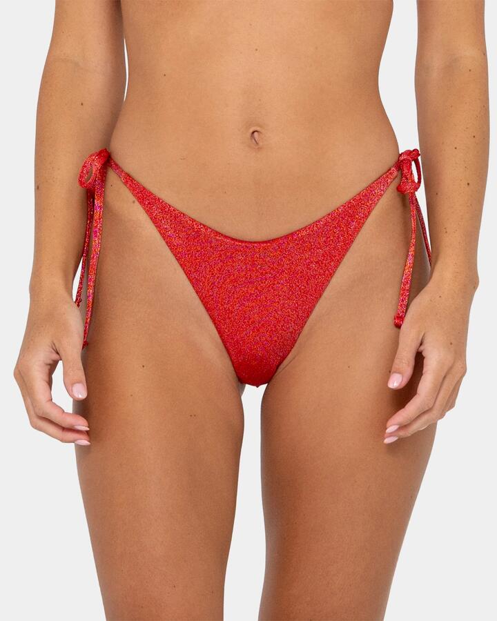 Image of Swimwear. Productname: rusty - Womens Shimmy Brazilian Ties Bikini Bottom - Red - in Red colour by brand - rusty