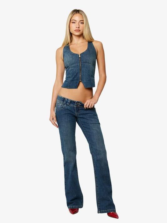 Image of a model wearing Tops. Productname: Abrand Addison Racer Andy Top in Andy colour by brand - Abrand