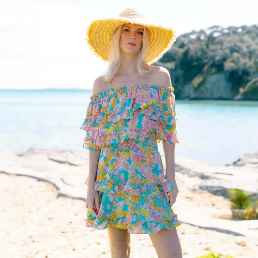 Image of Dresses. Productname: Augustine Millie Women's Off Shoulder Mini Dress in TEAL colour by brand - Augustine