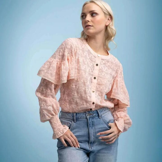 Image of a model wearing Tops. Productname: Amaya Penny Women's Shirt in BLUSH colour by brand - Amaya