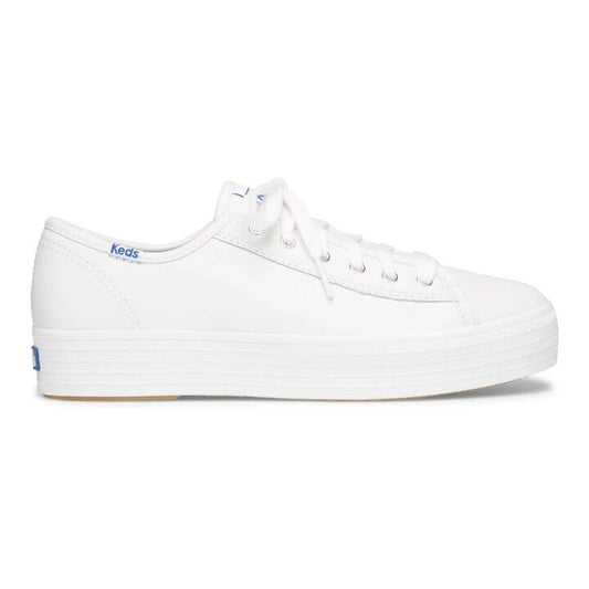 Image of Footwear. Productname: Keds Triple Kick Women's Leather Sneakers in White colour by brand - Keds