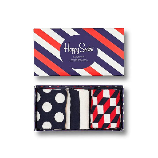 Image of Socks. Productname: Happy Socks Gift Set Classic Navy Unisex Socks 3 Pack in NAVY colour by brand - Happy Socks