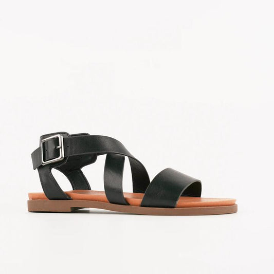 Image of Boots. Productname: London Rebel Tamsin Crossover Sandals in Black colour by brand - London Rebel