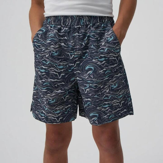 Image of a model wearing Shorts. Productname: Torpedo7 Boys Ecopulse Salamander Shorts V2 in TOURMALINE colour by brand - TORPEDO7