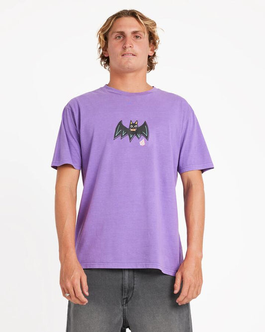 Image of T-Shirts. Product name - Volcom Mens Featured Artist Ozzy Powered T-Shirt Deep Purple in Deep Purple colour by brand - Volcom