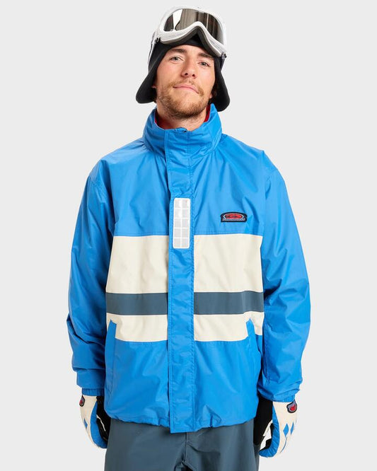 Image of a model wearing Outerwear. Productname: Quiksilver - Mens Banging Snow Jacket - Turkish Sea - in Turkish Sea colour by brand - Quiksilver