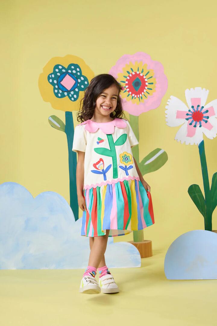 Image of Dresses. Productname: Petal Neck Kids Party Dress in Multi colour by brand - Gorman