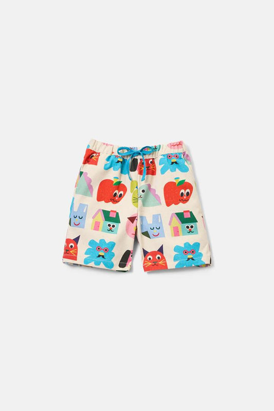 Image of a model wearing Shorts. Product name - Birthday Kids Shorts in Cream colour by brand - Gorman