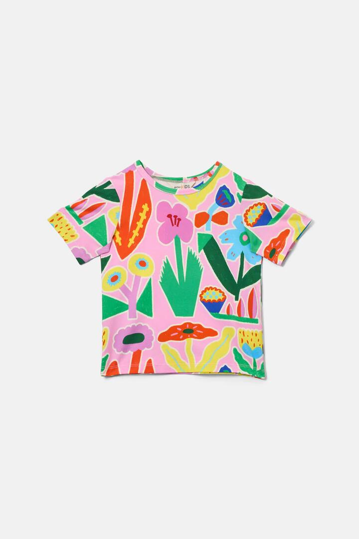 Image of T-Shirts. Product name - Bold Floral Kids SS Tee in Pink colour by brand - Gorman