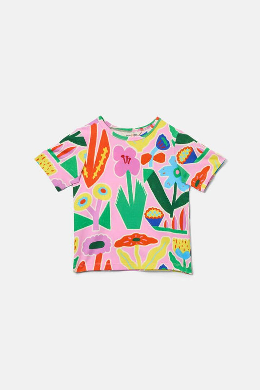 Image of T-Shirts. Product name - Bold Floral Kids SS Tee in Pink colour by brand - Gorman