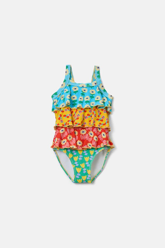 Image of Swimwear. Product name - Splice Floral Kids Tiered Bath in Print colour by brand - Gorman