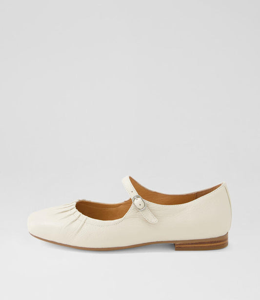 Image of Footwear. Productname: Mimiko Milk Leather Flat Shoes in MILK colour by brand - MIDAS