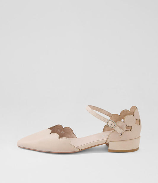 Image of Footwear. Productname: Elag Nude Leather Flat Shoes in NUDE colour by brand - MIDAS