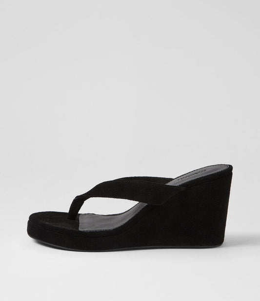 Image of Sandals. Productname: Kyrie Black Suede Sandals in BLACK colour by brand - MOLLINI