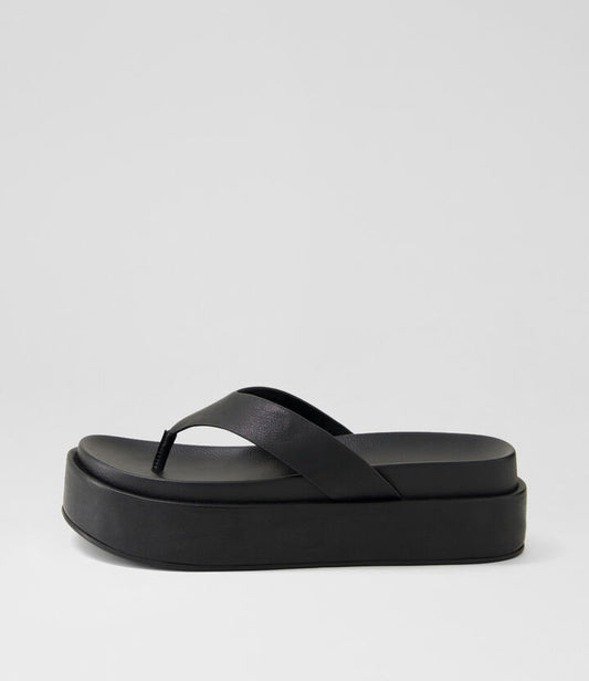 Image of Sandals. Productname: Tamarah Black Leather Thongs in BLACK colour by brand - MOLLINI