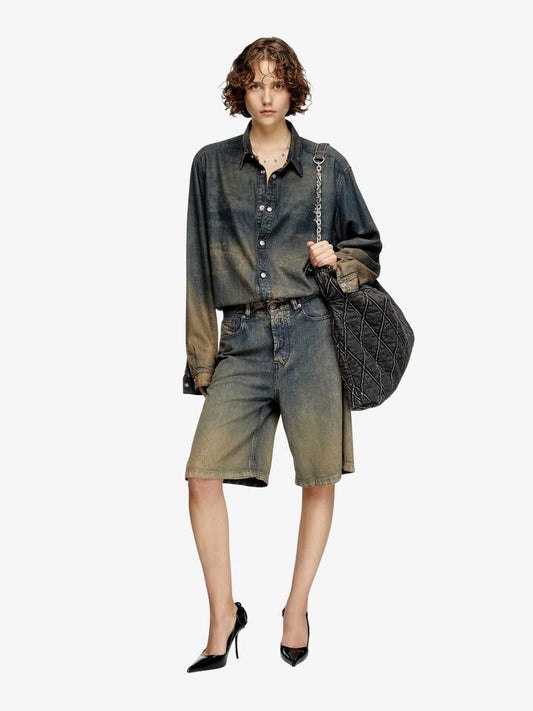 Image of a model wearing Denim. Productname: Diesel De-Sire-Short-Denim in Sand colour by brand - Diesel