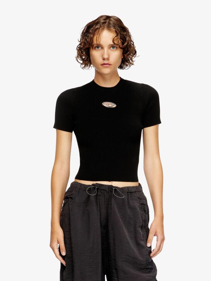 Image of a model wearing Tops. Productname: Diesel M-Valari-Ss Tee in Black colour by brand - Diesel