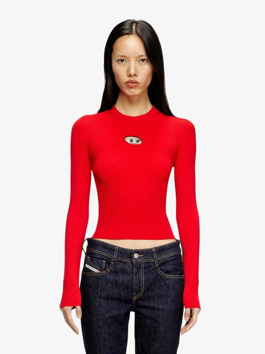 Image of a model wearing Tops. Productname: Diesel M-Valari Long Sleeve Top in Racing Red colour by brand - Diesel