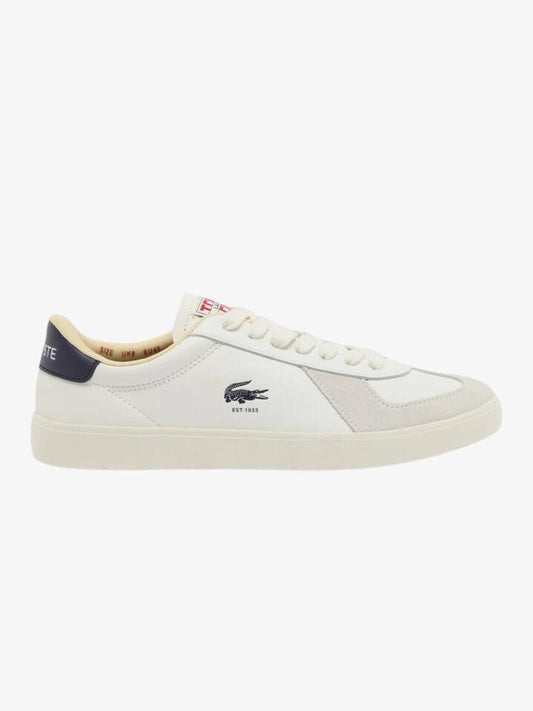 Image of Sneakers. Productname: Lacoste Menâs Baseshot Pro Leather Sneakers in WHT/NVY/RED colour by brand - Lacoste