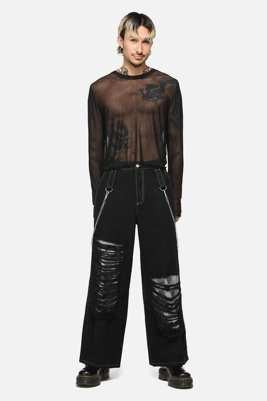 Image of a model wearing Denim. Productname: Rodent Grunge Cargo Jean in Black colour by brand - Black Friday