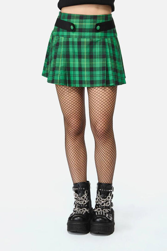 Image of a model wearing Skirts. Productname: Wired Tartan Skort in Green/Black colour by brand - Black Friday
