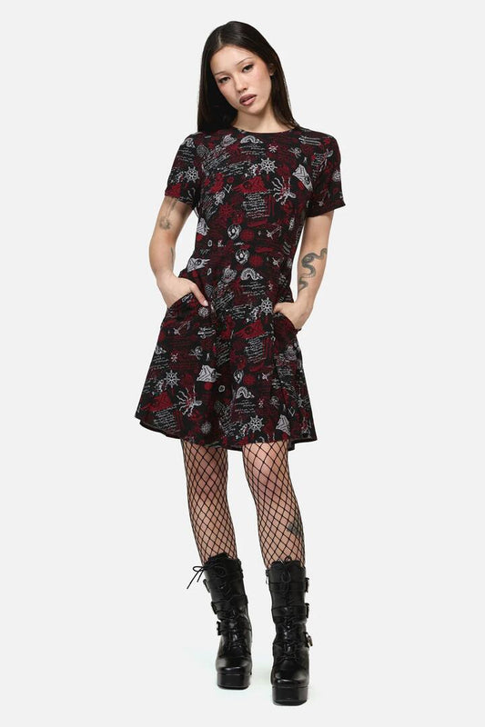 Image of Dresses. Product name - Pirate Punk Print Dress in Black colour by brand - Dangerfield
