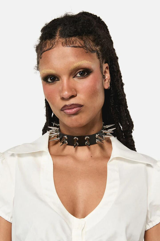 Image of Jewelry. Product name - Two Row Spiked Choker in Black colour by brand - Black Friday