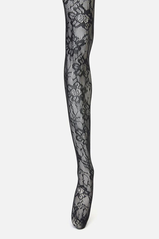 Image of Lingerie. Productname: Black Floral Mesh Tights in Black colour by brand - Black Friday