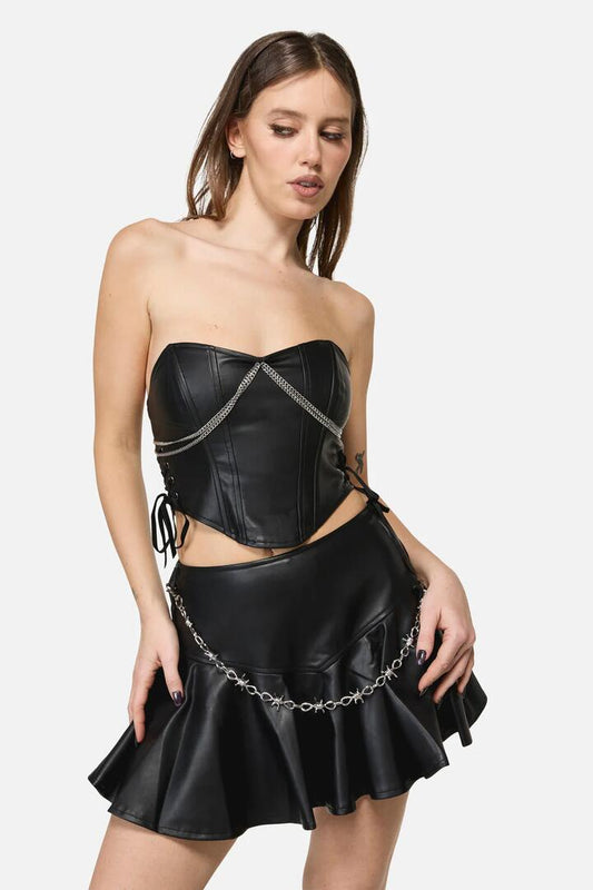 Image of a model wearing Pants. Productname: Large Barb Pant Chain in Silver colour by brand - Black Friday